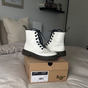 Dr. Martens White Boots with Black Laces